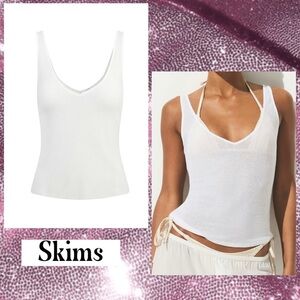 Skims Sheer Rib V Neck Tank Snow New